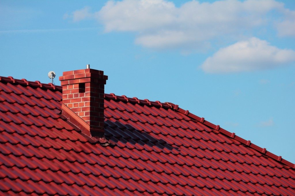 red roof with chimney