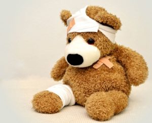stuffed toy with bandages