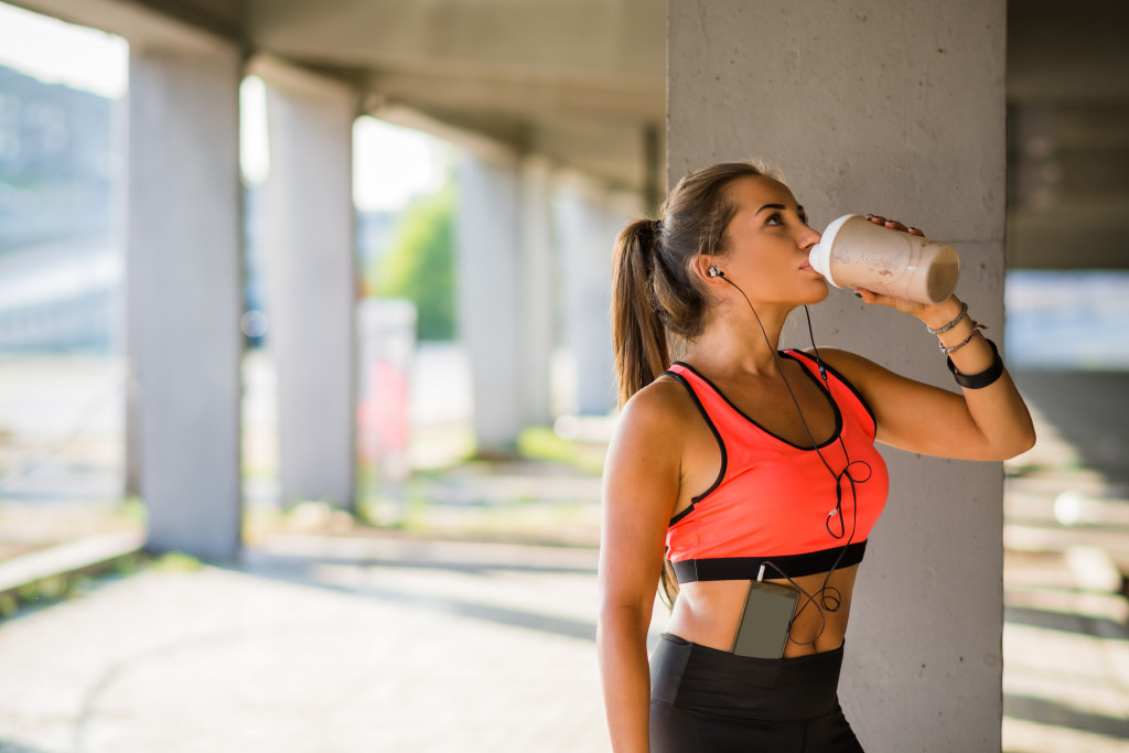 drinking after a jog